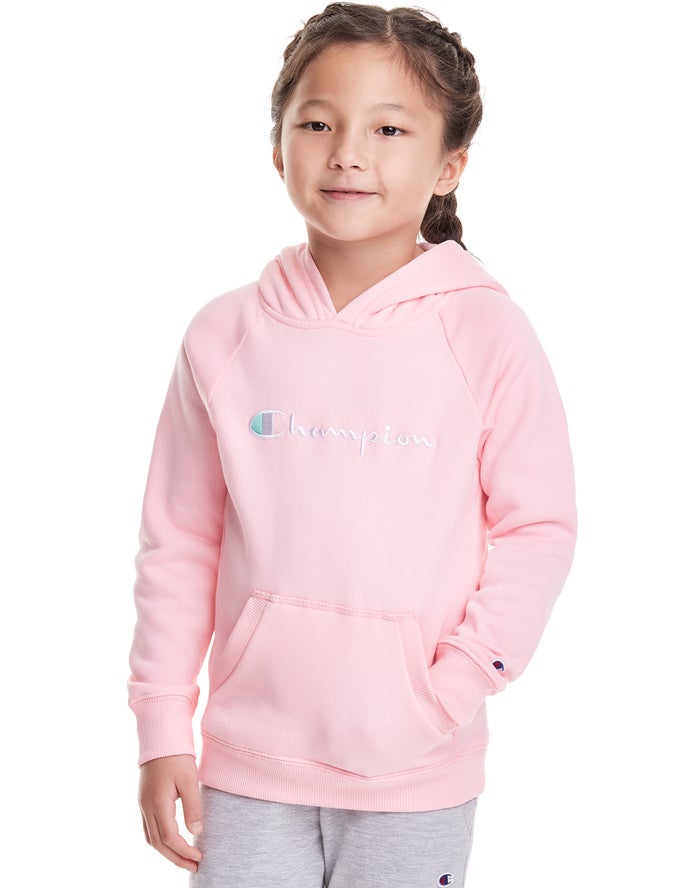 Champion Toddler Fleece Raglan Embroidered Logo Kiz Çocuk Kapşonlu Sweatshirt Pembe ( MJODEL357 )